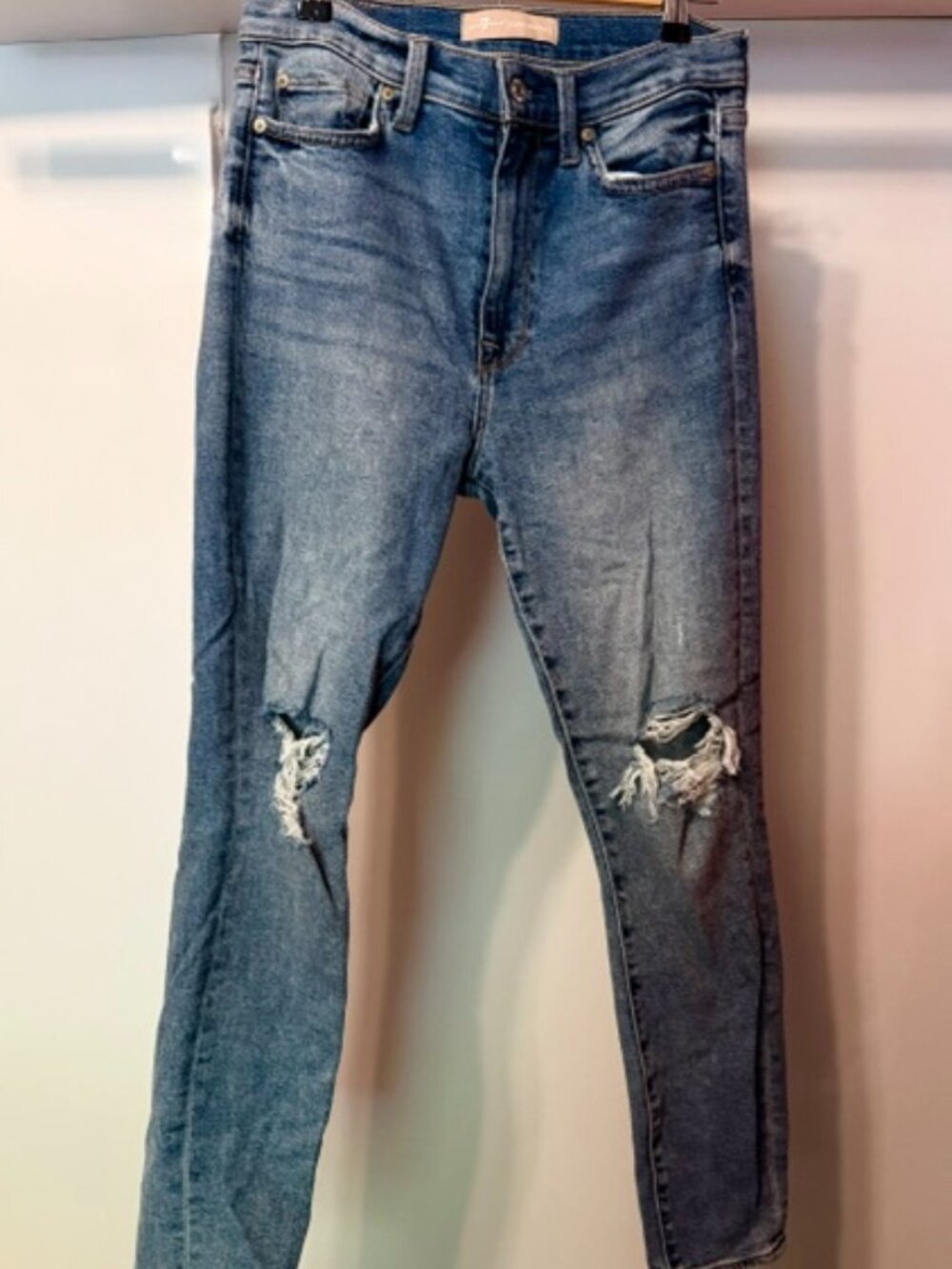 7 For All Mankind High Waist Ankle Skinny - distressed -28